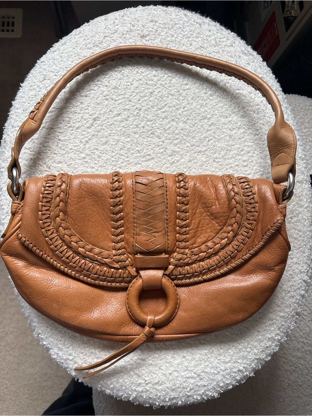Banana Republic Tan Whipstitch Leather Hobo Shoulder Bag Boho Slouchy